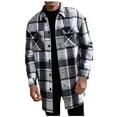 thumbnail image 1 of qelini Mens Flannel Shirt Jacket Long Sleeve Collared Coats Plaid Button Down Jackets Trendy Casual Outerwear with Pockets, 1 of 4