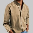thumbnail image 1 of qelini Mens Long Sleeve Work Shirts Plus Size Business Shirts Pockets Solid Color Collared Everyday Button Casual Tops, 1 of 6