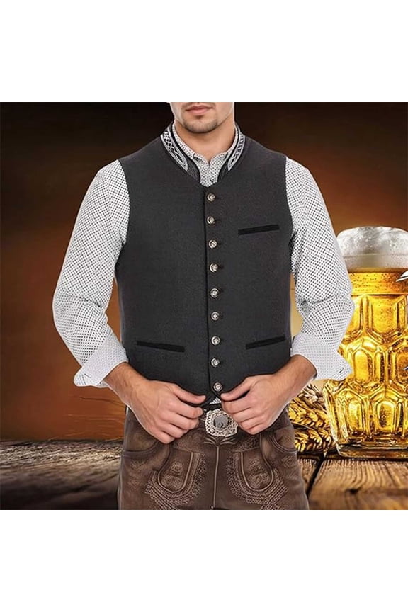 Mens Muscle Top Big and Tall Vest Top V Neck Sleeveless Traditional Bavarian Style Beer Festival Party Costume Top