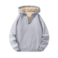 thumbnail image 1 of qelini Mens Quarter Zip Hoodie Long Sleeve Sweatshirts Solid Hooded Fleece Jackets Versatile Casual Tops, 1 of 3