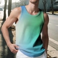 thumbnail image 1 of qelini Mens Racerback Tank Tops Big and Tall Vest Top Crew Neck Sleeveless Vest Ombre Print Workout Cloths, 1 of 7