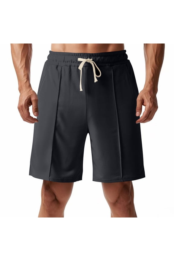 Mens Shorts with Pockets Big and Tall Pockets Elastic Waist Bermuda Shorts Print Solid Color Cloths