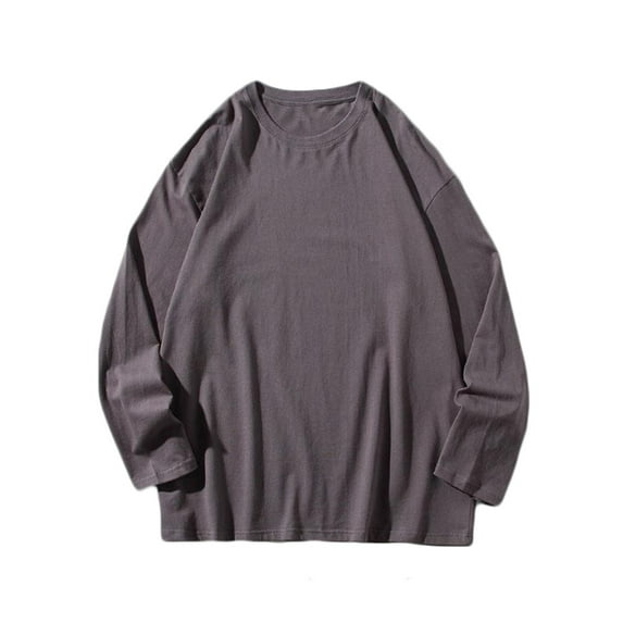 qelini Mens Sweatshirts Crewneck No Hood Hallowmas Pullover Blouse Long Sleeve Fall and Winter Solid Color Loose Casual Oversize Capless Commuting Fashion Lightweight and Low Price Dark Gray L