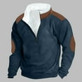 thumbnail image 1 of qelini Mens Sweatshirts Zipper Front with Pocket Hallowmas Pullover Blouse Long Sleeve Fall and Winter Solid Color Patchwork Stand Collar Oversize Fashion Lightweight and Low Price Navy 2XL, 1 of 3