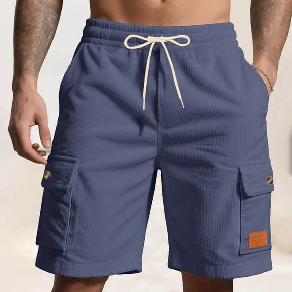 qelini Mens Swim Trunks Big and Tall Loose with Pockets Elastic Drawstring Waist Bermuda Shorts Print Cloths