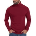 thumbnail image 1 of qelini Mens Turtleneck Long Sleeve Shirts Stretch Pullover Basic Tee Solid Lightweight Winter Warm Blouses, 1 of 8