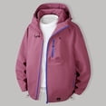 thumbnail image 1 of qelini Mens Waterproof Rain Jacket Hooded Drawstring Zip Up Winter Coats with Pocket Solid Color Warm Fashionable Casual Windbreaker for Outdoor Hiking Cycling Running Purple S, 1 of 5