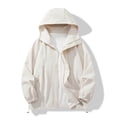 thumbnail image 1 of qelini Mens Waterproof Rain Jacket Zip Up Solid Color Winter Coats with Pocket Lightweight Warm Casual Coats Hiking Climbing Ski Outdoor Sports Jacket Khaki XXXXL, 1 of 8