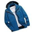 thumbnail image 1 of qelini Mens Waterproof Rain Jacket Zip Up Winter Coats with Pocket Lightweight Solid Color Fashionable Casual Windbreaker for Outdoor Hiking Cycling Running Light Blue XXXL, 1 of 5