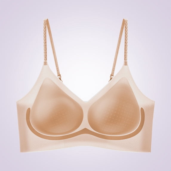 qelini No Underwire Bras for Women Natural Comfortable Light Support Bra Solid Color Breathable Everyday Bra