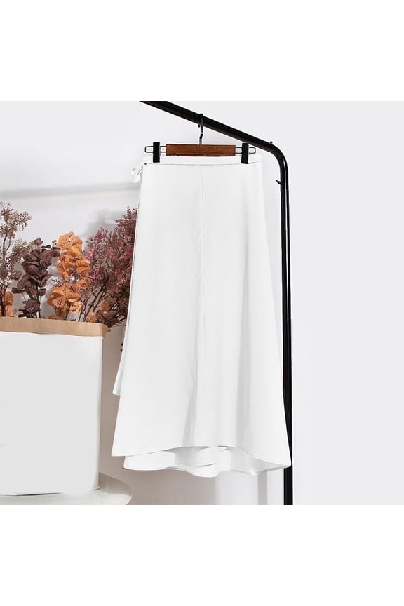 One Piece Skirts for Women Wrap Tie Mid-Length Skirt Office Straight Skirt Side Slit Solid Color Skirt