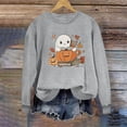 thumbnail image 1 of qelini Oversized Graphic Sweatshirt for Women Halloween Fall Cute Ghost Print Fashion Long Sleeve Sweatshirts Crewneck Athletic No Hood 2024 New Lightweight Pullover Tops, 1 of 4