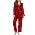 thumbnail image 1 of qelini Pajama Sets for Women Plus Size Lapel Long Sleeve Shirt and Pant with Pocket Loungewear Soft Fancy Sleepwear, 1 of 7
