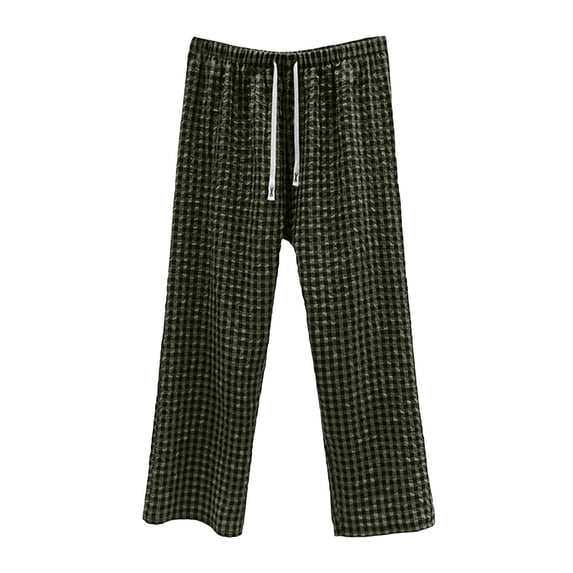 qelini Plaid Lounge Pants for Men Big and Tall Elastic Waist Long Pants Print Sleep Bottoms with Pockets for Daily Wear