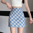 thumbnail image 1 of qelini Plaid Skirts for Women Fall Winter Loose Long Skirt Elastic Waist A-line Skirt Color Block Skirt, 1 of 6