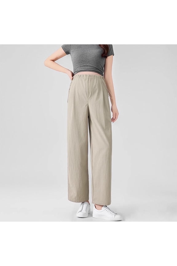 Plus Size Maternity Pants Wide Leg for Women High Waist Belly Support Pants Pockets Elastic Full Length Pants