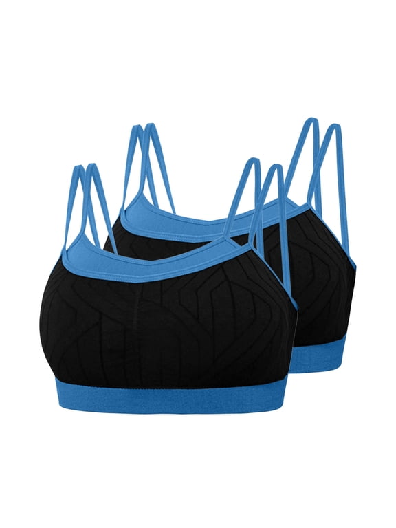 Plus Size Sports Bra for Women 2 Pack Thin Strap Breathable Bralettes Side Support Everyday Tshirt Bra