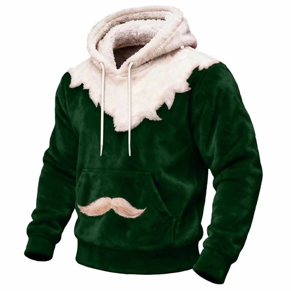 qelini Pullover Hoodie for Men Big and Tall Long Sleeve Outerwear Fall Sweatshirts Solid Color Autumn Winter Casual Coat