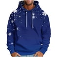 thumbnail image 1 of qelini Pullover Hoodies for Men Graphic Long Sleeve Sweatshirts Snowflake Print Drawstring Hooded Jackets Holiday Tops, 1 of 5