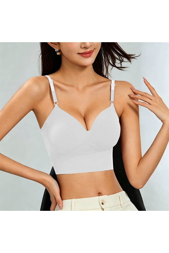Push up Bras for Women Plus Size Thin Strap Adjustable Straps Push Up Side Gathering Breathable Solid Color Daily Lingerie