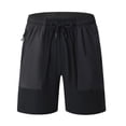 thumbnail image 1 of qelini Quick Dry Shorts Men Big and Tall Drawsting Waist Bermuda Shorts Pockets Solid Color Knee Length Pants, 1 of 5