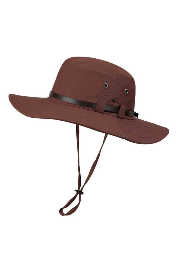 Retro Bucket Hat Unsex Adjustable Strap Snap Button UV Protection Outdoor Cap Hat for Summer Beach Vocation Fishing Hat