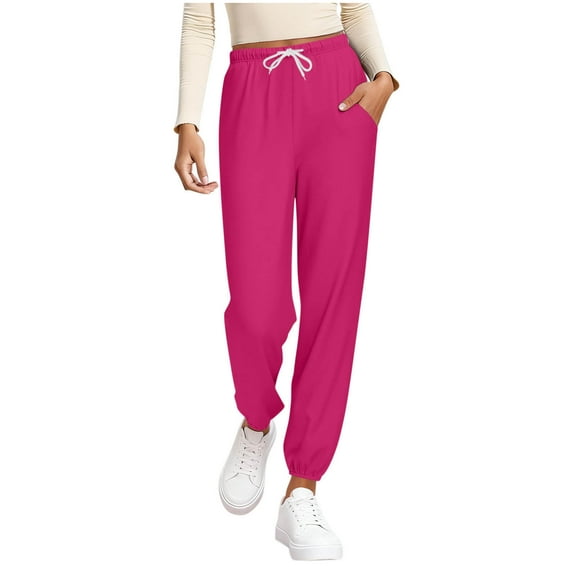 qelini Sleep Joggers for Women Elastic Waist Pants Solid Drawstring Loungewear Pants Winter PJs Bottoms with Pockets