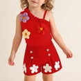 thumbnail image 1 of qelini Sleeveless Top and Shorts Set Girls 0-3Years 3D Floral Ribbed Knit Summer 2 Piece Outfit Summer Sets, 1 of 8