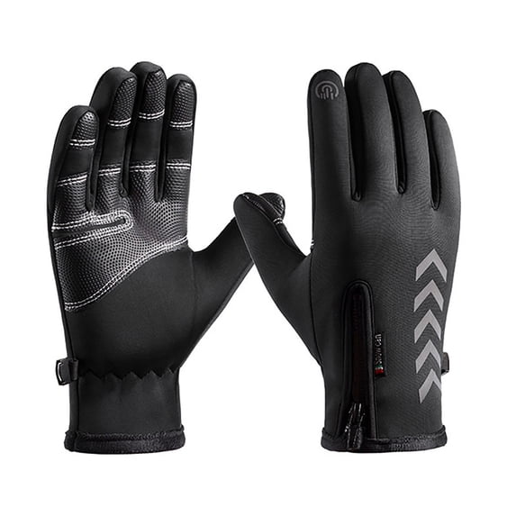 qelini Snow Gloves for Men Windproof Fleece Lined Mittens Warm Full Finger Gloves for Cycling Outdoor Sports