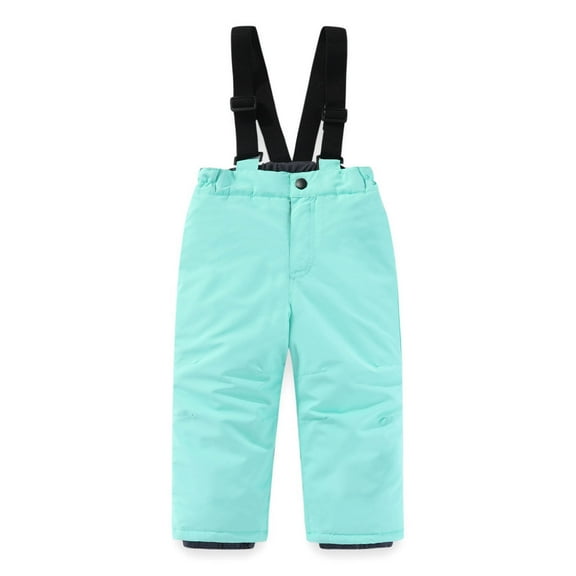 qelini Snow Pants Toddler Waterproof Trousers Warm Insulated Snow Bib Pants Winter Solid Thermal Jumpsuits