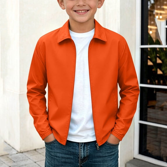 qelini Softshell Jacket Boys Girls 7-17 Years Long Sleeve Zipper Shirt Outdoor Hiking Collar Solid Color Waterproof Windbreaker Lightweight