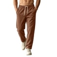 thumbnail image 1 of qelini Straight Leg Sweatpants Men Big and Tall with Pockets Drawstring Elastic Waist Long Pants Solid Color Lounge Trousers for Spring Fall Winter, 1 of 9