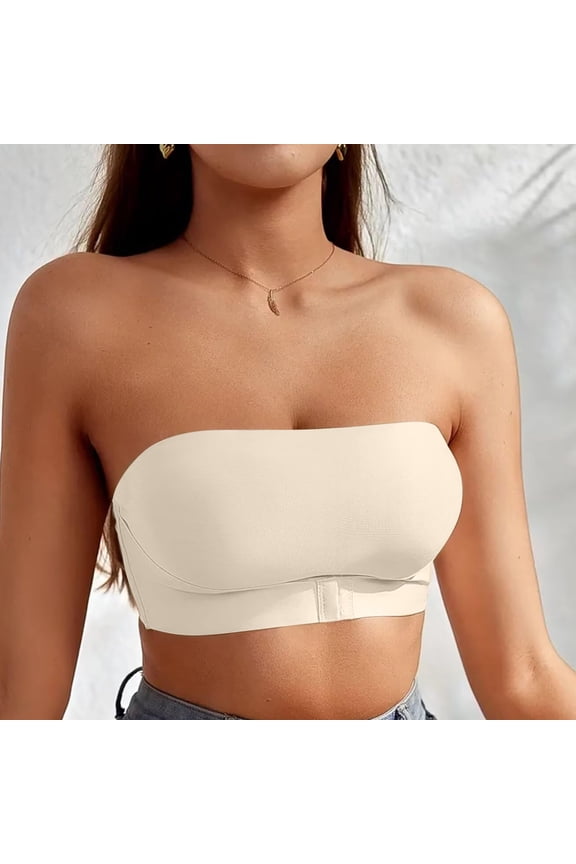 Strapless Bras for Women Push Up Open Back Solid Color Racerback Daily Lingerie Everyday Wear
