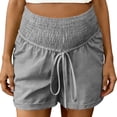 thumbnail image 1 of qelini Stretch Maternity Shorts Plus Size High Rise Smocked Soft Imitation Linen Cotton Belly Support Pants, 1 of 9
