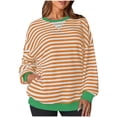 thumbnail image 1 of qelini Striped Long Sleeve Shirts for Women Basic Pullover Tops Lightweight Crewneck Tunic Loose Casual Blouses, 1 of 5