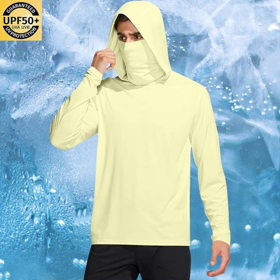 qelini Sun Protection Shirts with Hoodies and Masks UV Protection Quick Dry Lightweight Outdoor Work Breathable Thumbhole Shirts for Running Outdoor Hiking