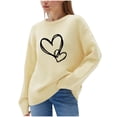 thumbnail image 1 of qelini Sweaters for Women Plus Size Heart Print Crewneck Pullover Long Sleeve Blouses Casual Trendy Knitted Tops, 1 of 6