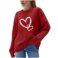 thumbnail image 1 of qelini Sweaters for Women Plus Size Heart Print Crewneck Pullover Long Sleeve Blouses Casual Trendy Knitted Tops, 1 of 6