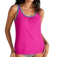 thumbnail image 1 of qelini Swim Tank Tops for Women Plus Size Scoop Neck Solid Padded Racerback Tankini Top with Removable Cups Bathing Suits Top Swimwear, 1 of 8