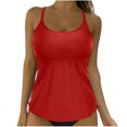 thumbnail image 1 of qelini Swimsuit Tops for Women Tankini Sleeveless Crew Neck Tankini Tops Padded Solid Color Swimwear for Swimming, 1 of 4