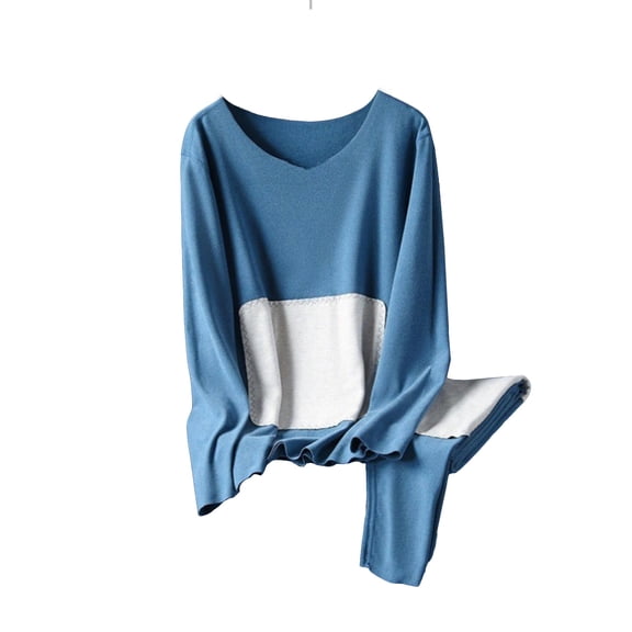 qelini Thermal Underwear Set for Women Seamless Long Sleeve Base Layer Long Johns Crewneck Top and Bottom 2 Pieces Pajama Set
