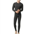 thumbnail image 1 of qelini Thermal Underwear for Men Seamless Solid Thermal Inner Wear Long Sleeve Warm Base Layer Top Bottom Set, 1 of 3