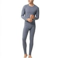 thumbnail image 1 of qelini Thermal Underwear for Men Seamless Solid Thermal Inner Wear Long Sleeve Warm Base Layer Top Bottom Set, 1 of 3