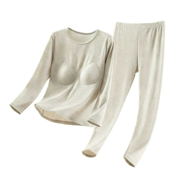 qelini Thermal Underwear for Women Plus Size Seamless Lightweight Long Johns Long Sleeve Warm Base Layer Top Bottom Set
