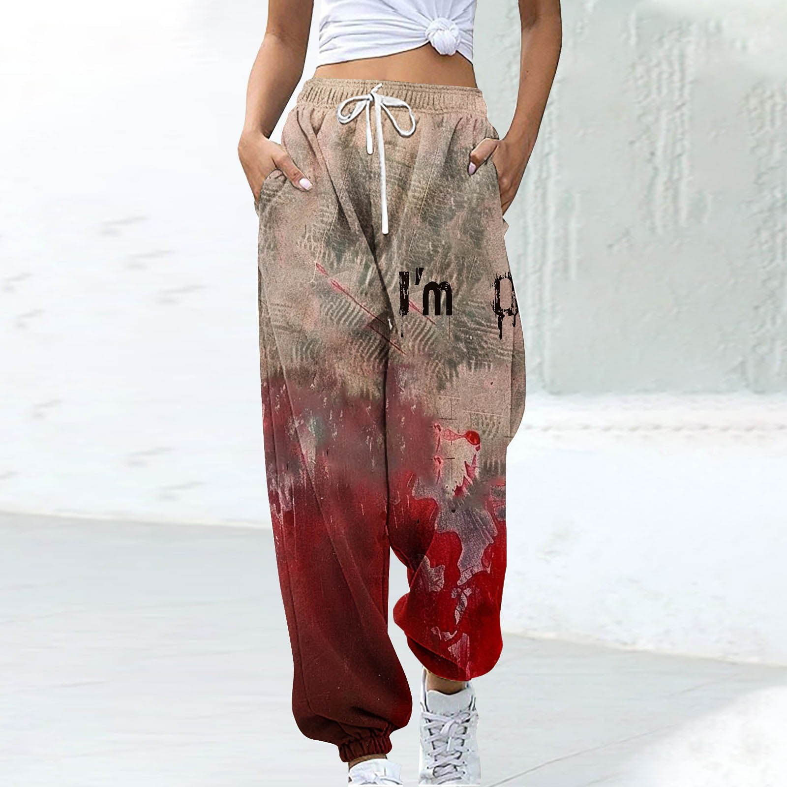Plus Size Drawstring Wide Leg Pants