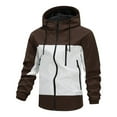 thumbnail image 1 of qelini Windbreaker Jacket for Men Long Sleeve Coats Colorblock Hooded Zip up Jackets Casual Workout Outwear for Running, 1 of 3