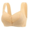 thumbnail image 1 of qelini Wirefree Bras for Women Push Up Comfort Solid Color Lace Front Closure Buckle Traceless All-day Comfort Daily Bralette 2024 Fashion Breathable Beige, 1 of 2