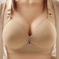 thumbnail image 1 of qelini Wirefree Bras for Women Push Up Comfort School Season 1Pack Solid Color Rear Button No Rims Gathered Together Daily Bralette Lightweight and low price Fashion Breathable Beige 42/95BC, 1 of 3