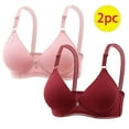thumbnail image 1 of qelini Wirefree Bras for Women Push Up Comfort School Season 2Pack Hollow Out No Rims Gathered Together Daily Bralette Lightweight and low price Fashion Breathable Wine 34/75, 1 of 5