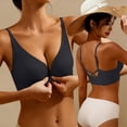 thumbnail image 1 of qelini Wirefree Front Closure Bra for Women Thin Strap Lace Patchwork Bralettes Side Support Racerback Soft Daily Lingerie, 1 of 6